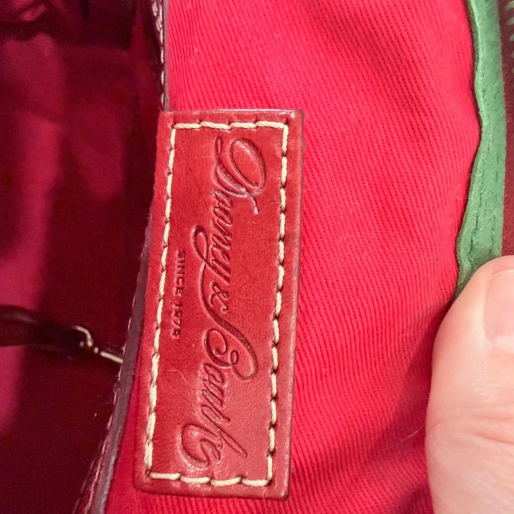 Dooney & Bourke Signature Monogram Canvas Satchel Burgundy Leather Trim 33906721